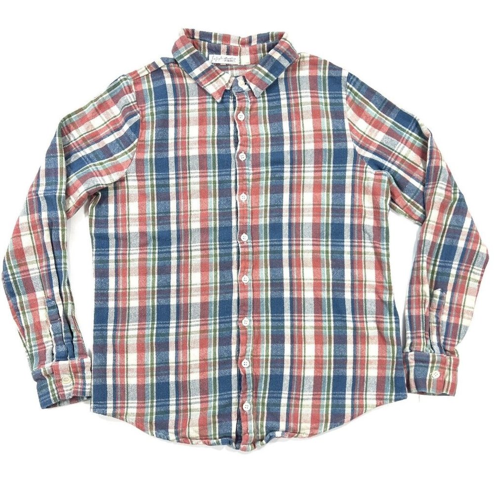 CP Shades x Free People Womens Small Flannel Shirt Blue Pink Green Plaid